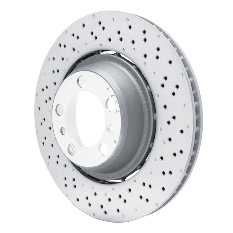 Porsche 911 Brake Rotor (1) - Rear - R1 Concepts - Drilled Carbon Alloy GeoMET - `13-`19